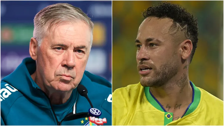 Carlo Ancelotti and Neymar of Brazil.