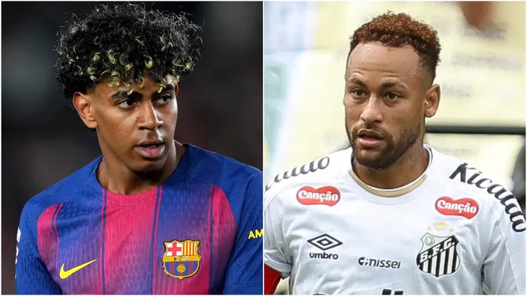 Lamine Yamal of FC Barcelona and Neymar Junior of Santos.