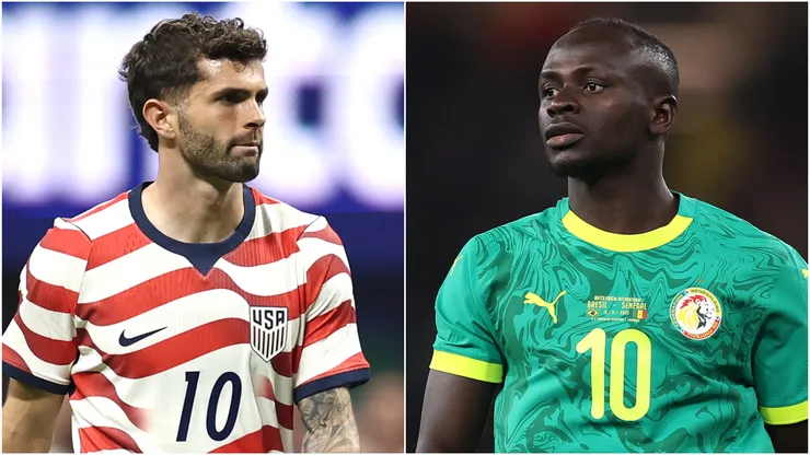 Christian Pulisic (L) #10 of the United States and Sadio Mane (R) of Senegal.