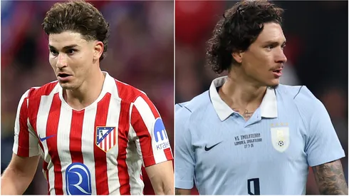 Julian Alvarez of Atletico de Madrid and Darwin Nunez of Uruguay.