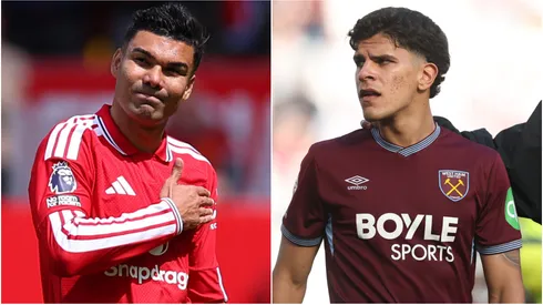 Casemiro of Manchester United and Mateus Fernandes of West Ham United.