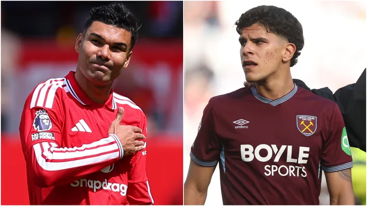 Casemiro of Manchester United and Mateus Fernandes of West Ham United.