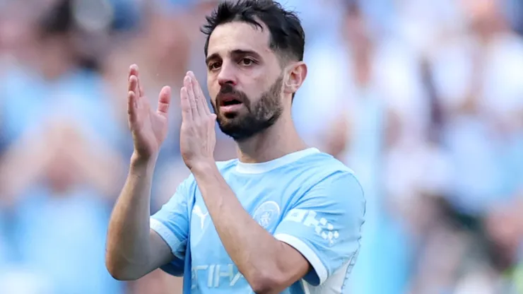 Bernardo Silva of Manchester City applauds the fans.