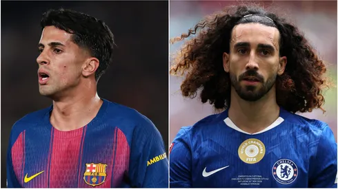 Joao Cancelo of FC Barcelona and Marc Cucurella of Chelsea.