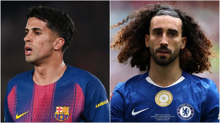 Joao Cancelo of FC Barcelona and Marc Cucurella of Chelsea.