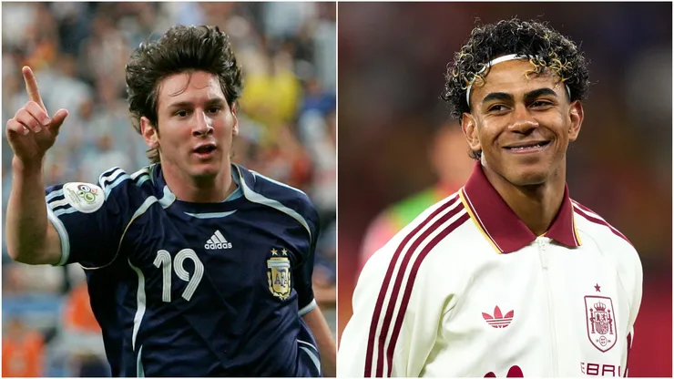 Lionel Messi (R) of Argentina and Lamine Yamal (R) of Spain.