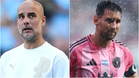 Pep Guardiola, Manager of Manchester City and Lionel Messi #10 of Inter Miami CF.