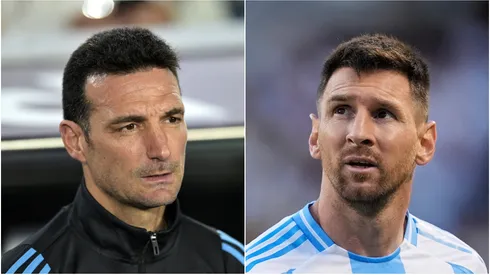 Lionel Scaloni and Lionel Messi of Argentina.