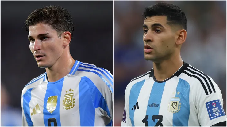 Julian Alvarez and Cristian Romero of Argentina.