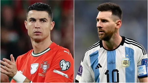 Cristiano Ronaldo (L) of Portugal and Lionel Messi (R) of Argentina.