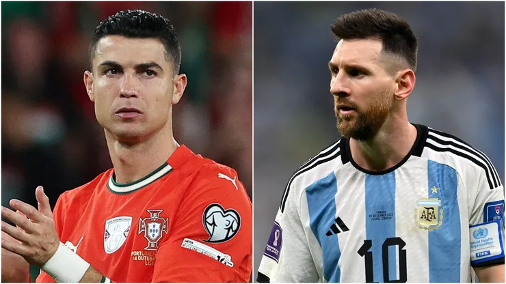 Cristiano Ronaldo (L) of Portugal and Lionel Messi (R) of Argentina.