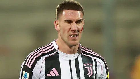Dusan Vlahovic of Juventus FC reacts during the Serie A match.
