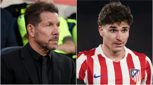 Diego Simeone and Julian Alvarez of Atletico Madrid.