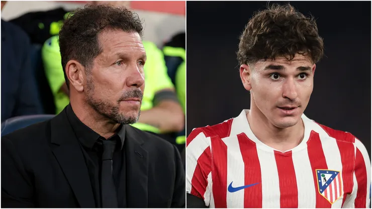 Diego Simeone and Julian Alvarez of Atletico Madrid.