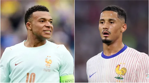 Kylian Mbappe (L) and William Saliba (R) of France.