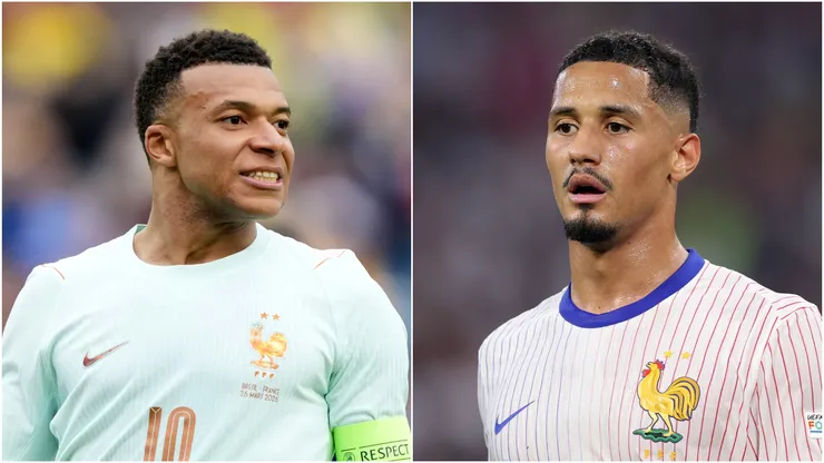 Kylian Mbappe (L) and William Saliba (R) of France.