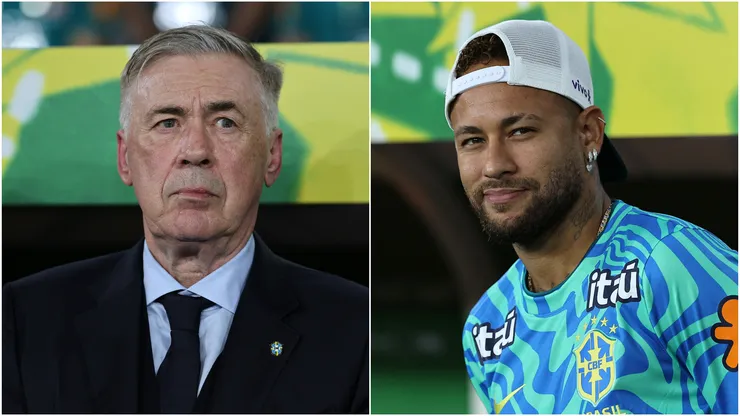 Carlo Ancelotti and Neymar of Brazil.
