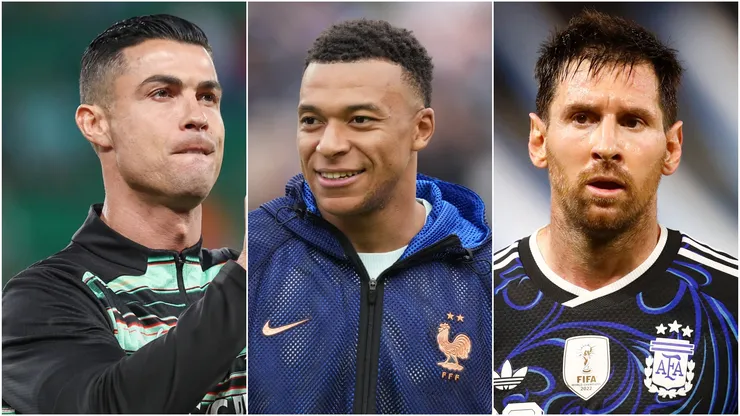 Cristiano Ronaldo, Kylian Mbappe, and Lionel Messi.
