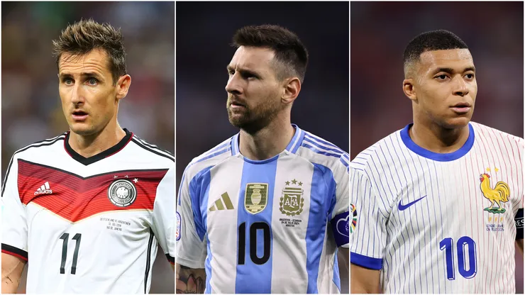 Miroslav Klose, Lionel Messi and Kylian Mbappe.