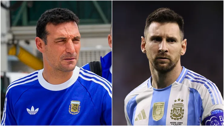Lionel Scaloni and Lionel Messi of Argentina.