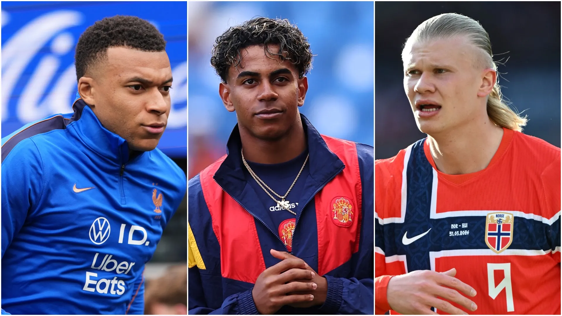 Kylian Mbappe, Lamine Yamal and Erling Haaland.