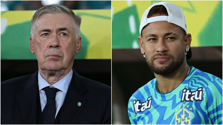 Carlo Ancelotti (left) and Neymar (right)