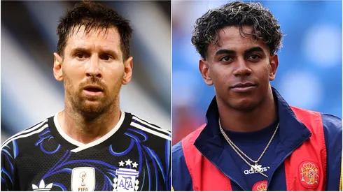 Lionel Messi of Argentina and Lamine Yamal of Spain.