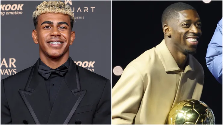 Lamine Yamal attends the 69th Ballon D'Or and Ousmane Dembele #10 of Paris Saint-Germain.