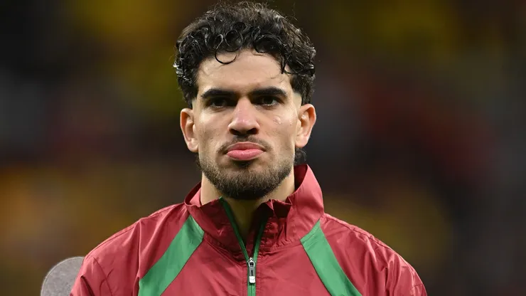 Abde Ezzalzouli of Morocco lines-up ahead of an international friendly match.