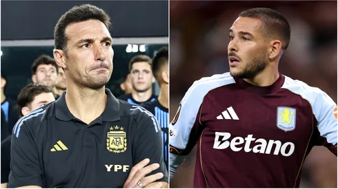 Lionel Scaloni, Head Coach of Argentina, and Emiliano Buendia of Aston Villa.