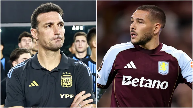 Lionel Scaloni, Head Coach of Argentina, and Emiliano Buendia of Aston Villa.