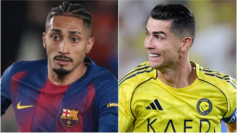Raphinha of FC Barcelona and Cristiano Ronaldo of Al Nassr.