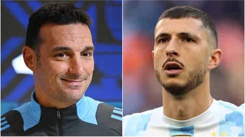 Lionel Scaloni and Guido Rodriguez of Argentina.