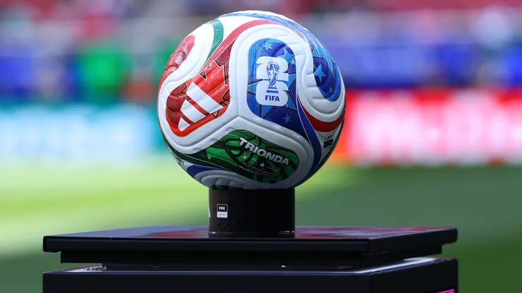 Detail of the match ball Trionda prior to the FIFA World Cup 2026 Play-Off tournament.