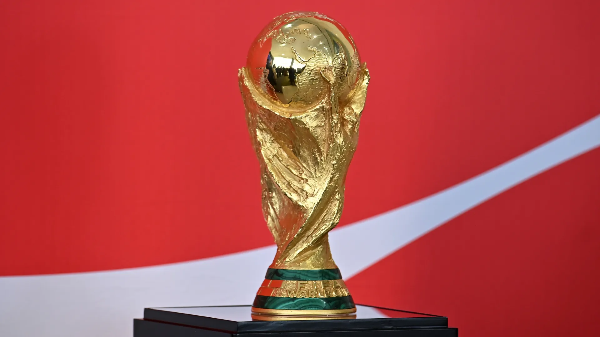 View of the World Cup trophy.