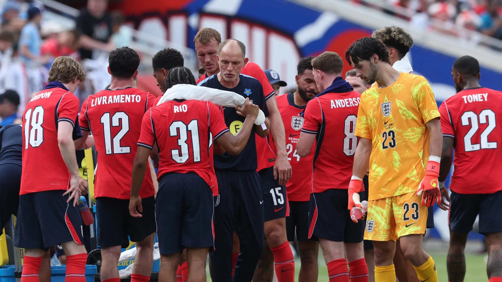 England head coach Thomas Tuchel during a cooling break.