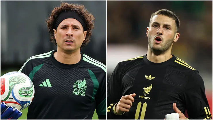 Mexico players Guillermo Ochoa and Santiago Gimenez.