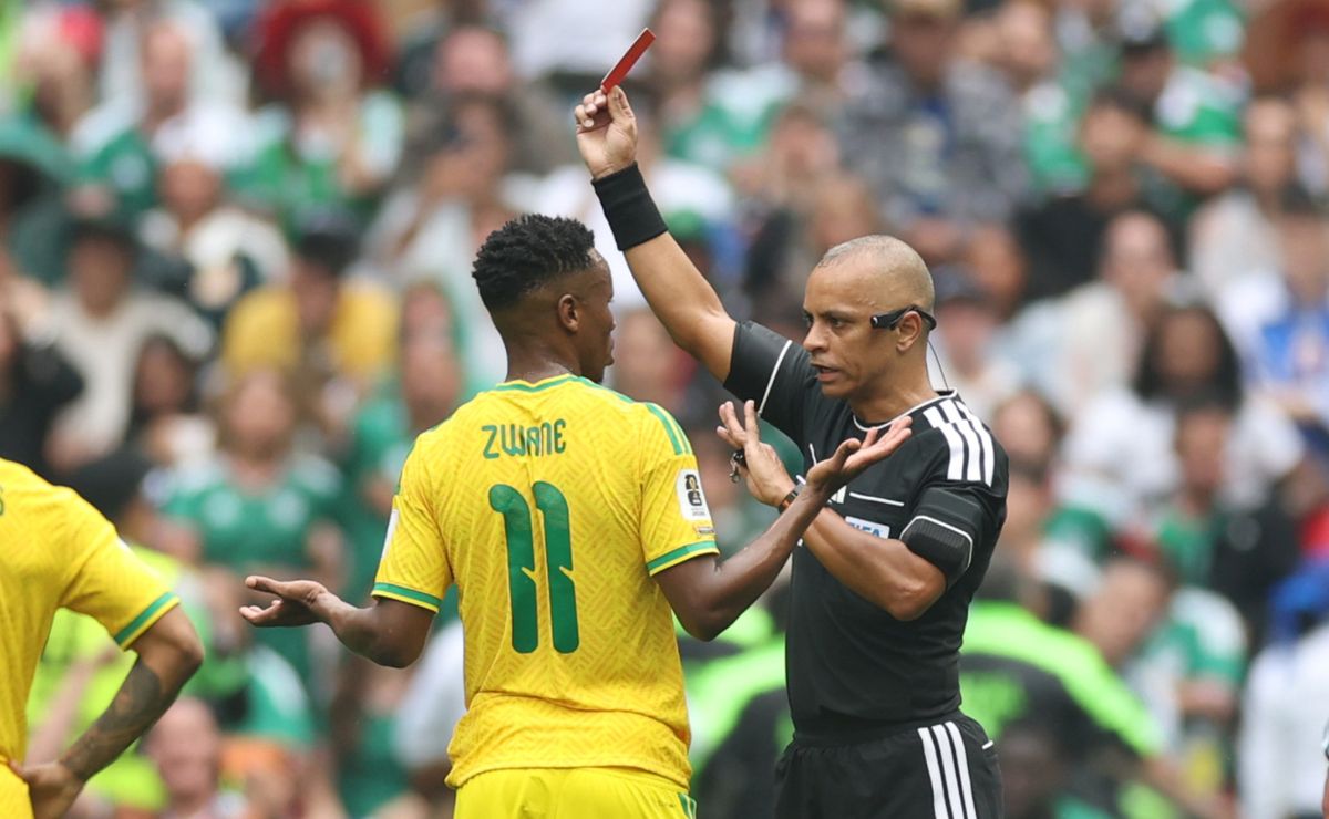 South Africa equals unwanted World Cup record in defeat to Mexico with two red cards in opener