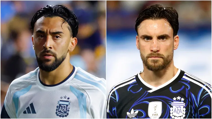 Argentina players Nicolas Gonzales and Nicolas Tagliafico.