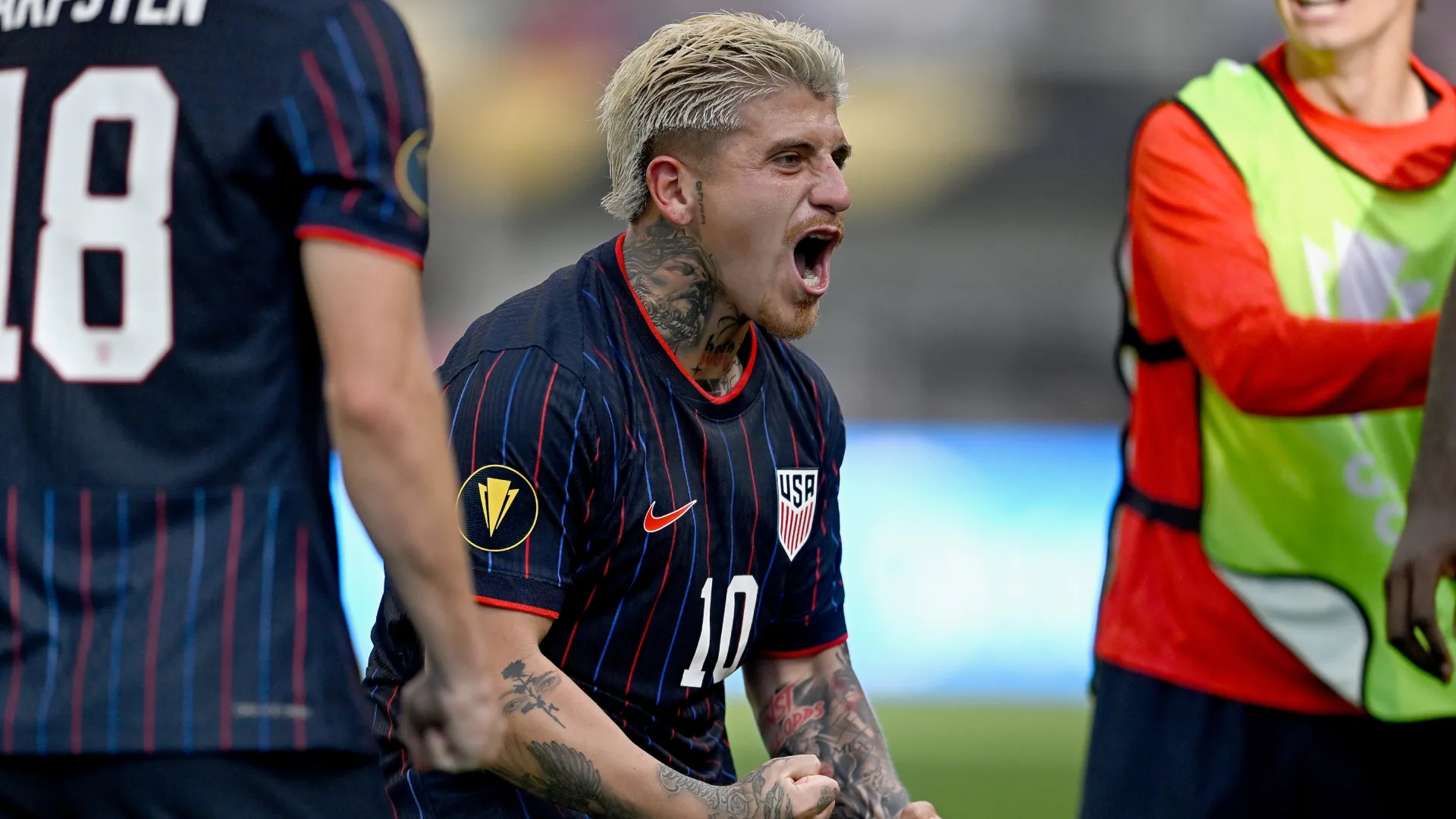 Diego Luna #10 of United States celebrates after scoring a goal. (Getty Images)