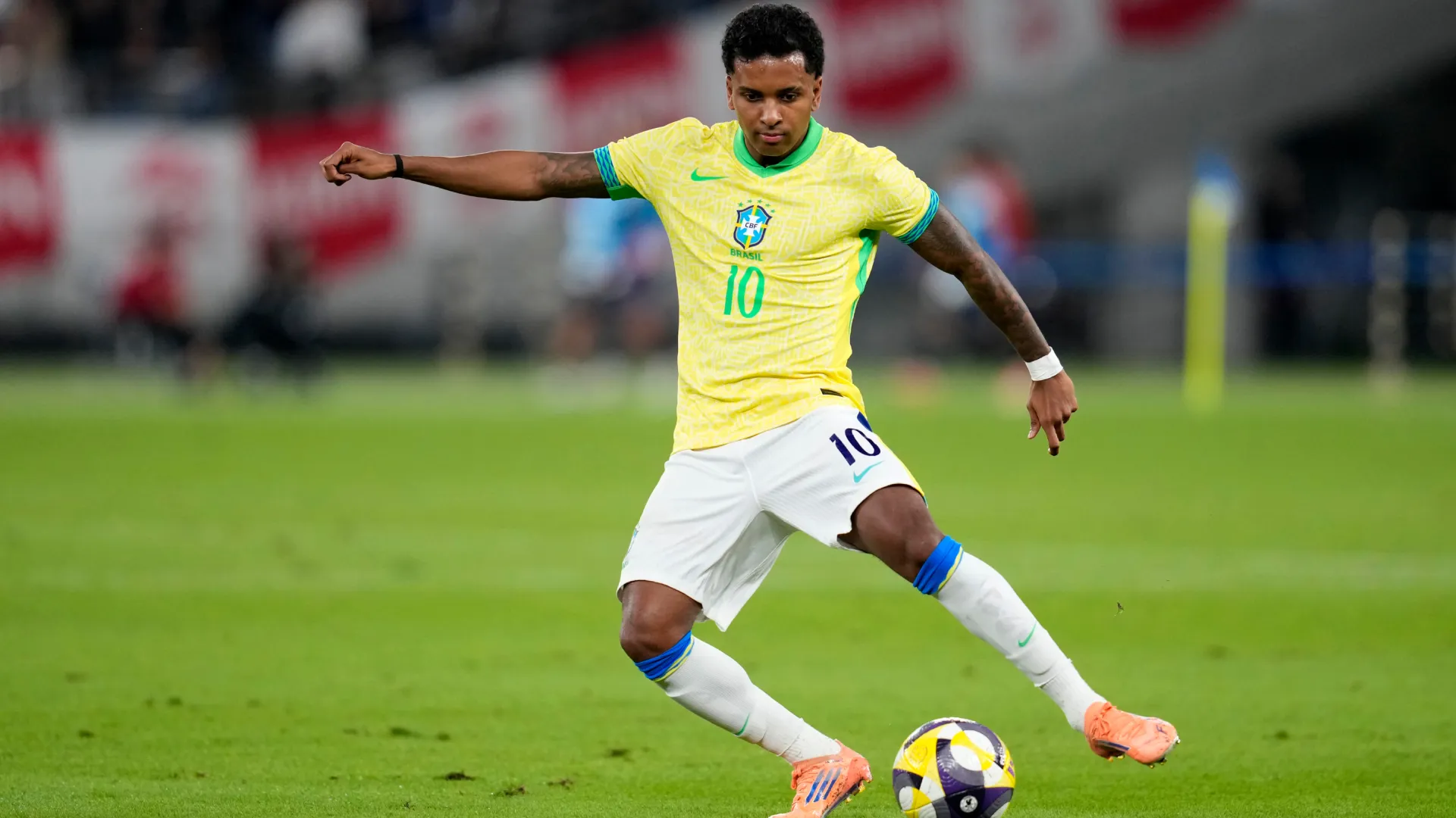 Rodrygo during Brazil’s friendly vs Japan. (Getty Images)