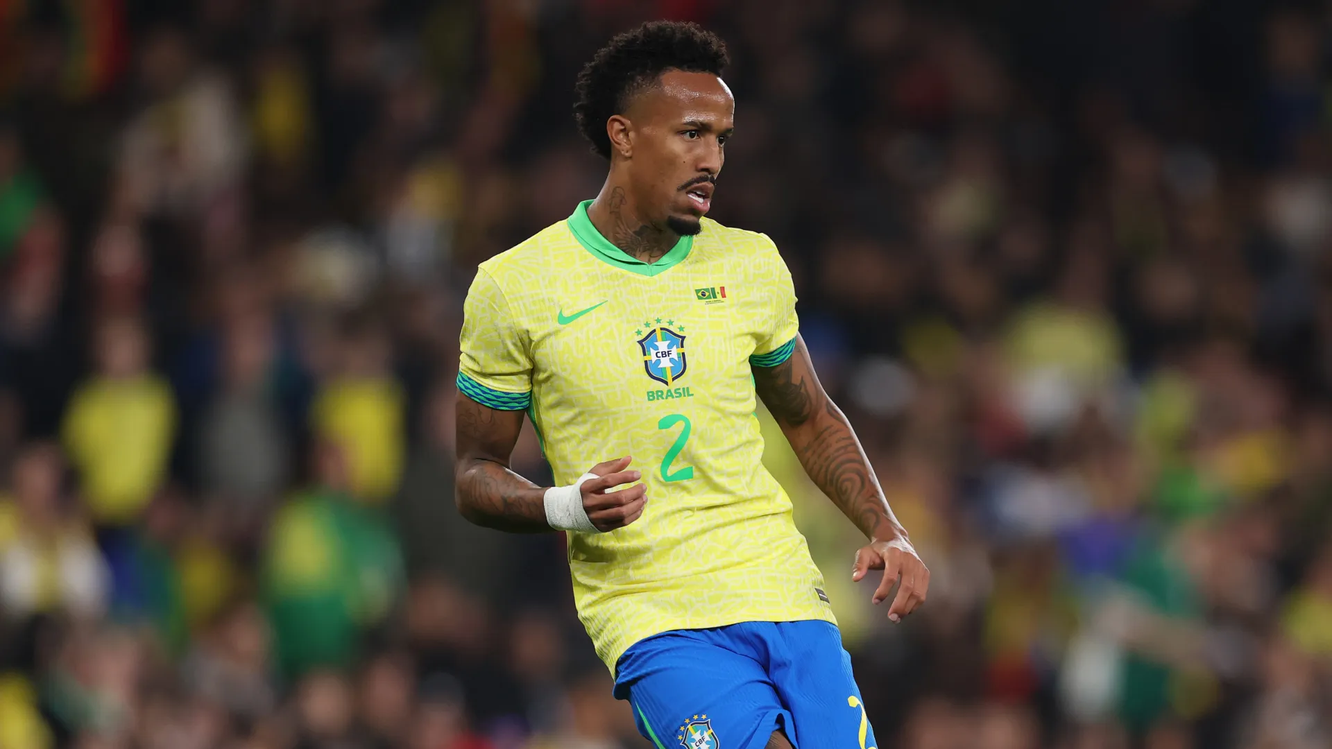 Eder Militao of Brazil controls the ball during a friendly between Brazil and Senegal. (Getty Images)