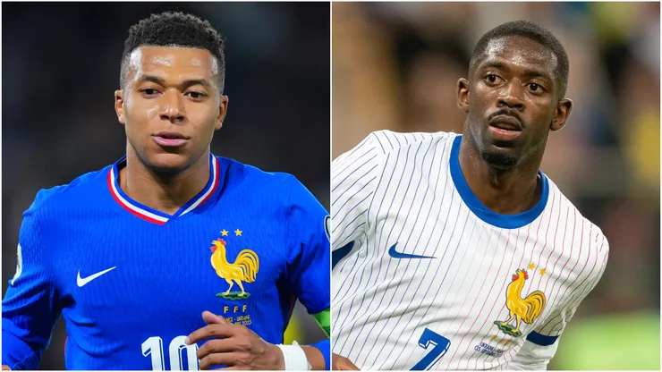 Kylian Mbappe and Ousmane Dembele of France.