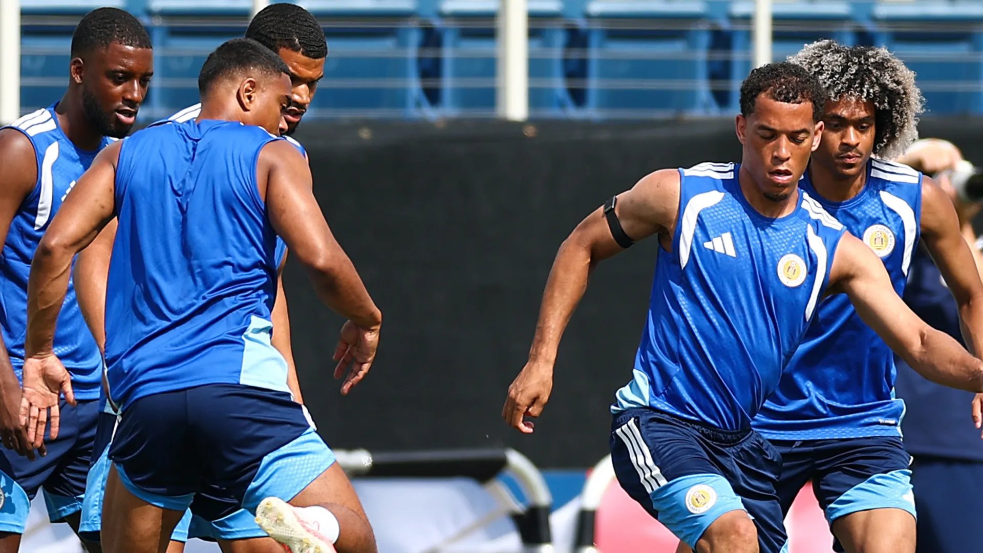 Juriën Gaari #3 of Curacao looks to play the ball during the training.
