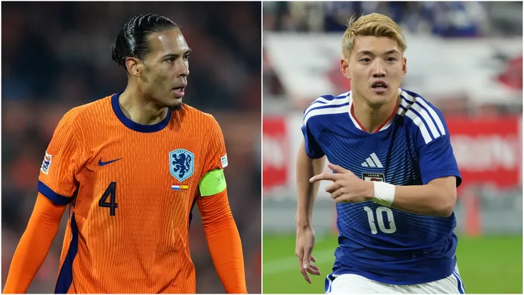 Virgil van Dijk of the Netherlands and Ritsu Doan of Japan.