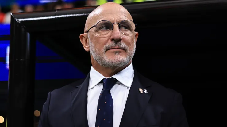 Luis de la Fuente, Head Coach of Spain, looks on.