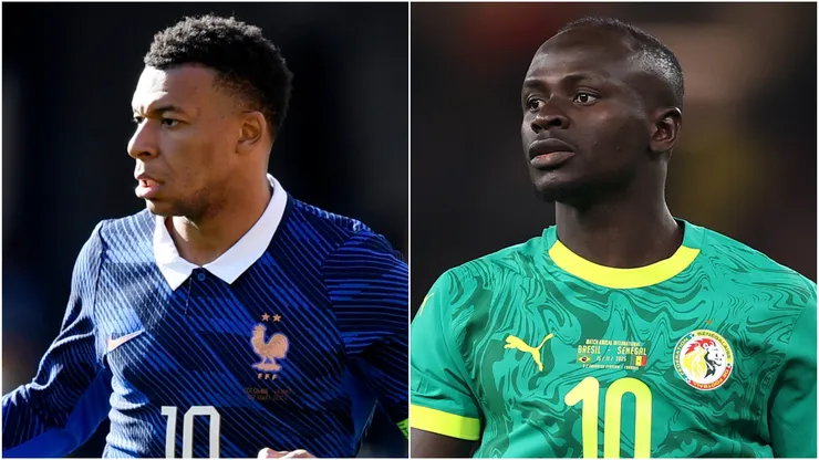 Kylian Mbappe of France and Sadio Mane of Senegal.