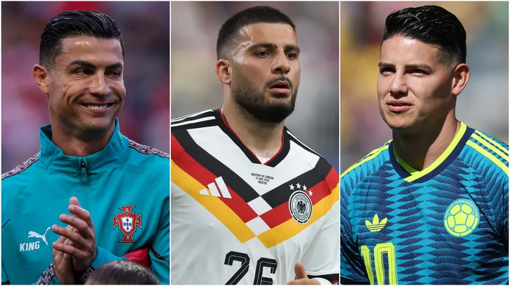 Cristiano Ronaldo (left), Deniz Undav (center), and James Rodriguez (right)