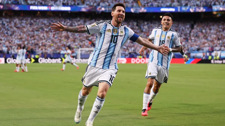Lionel Messi of Argentina celebrating.