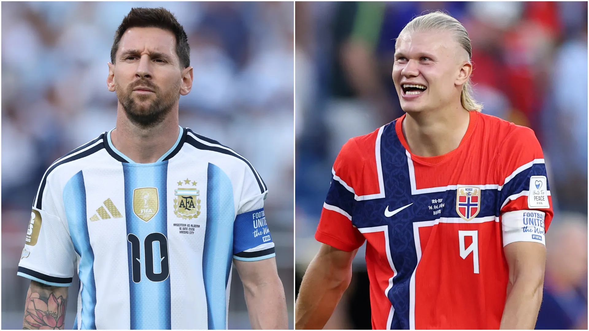 Lionel Messi of Argentina and Erling Haaland of Norway.